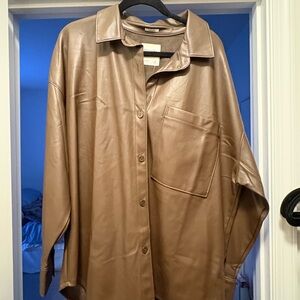 Abercrombie & Fitch Brown Faux Leather Overshirt